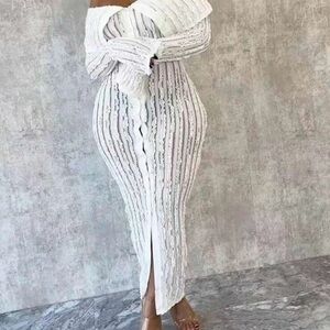 Chic Off-Shoulder White Textured Dress